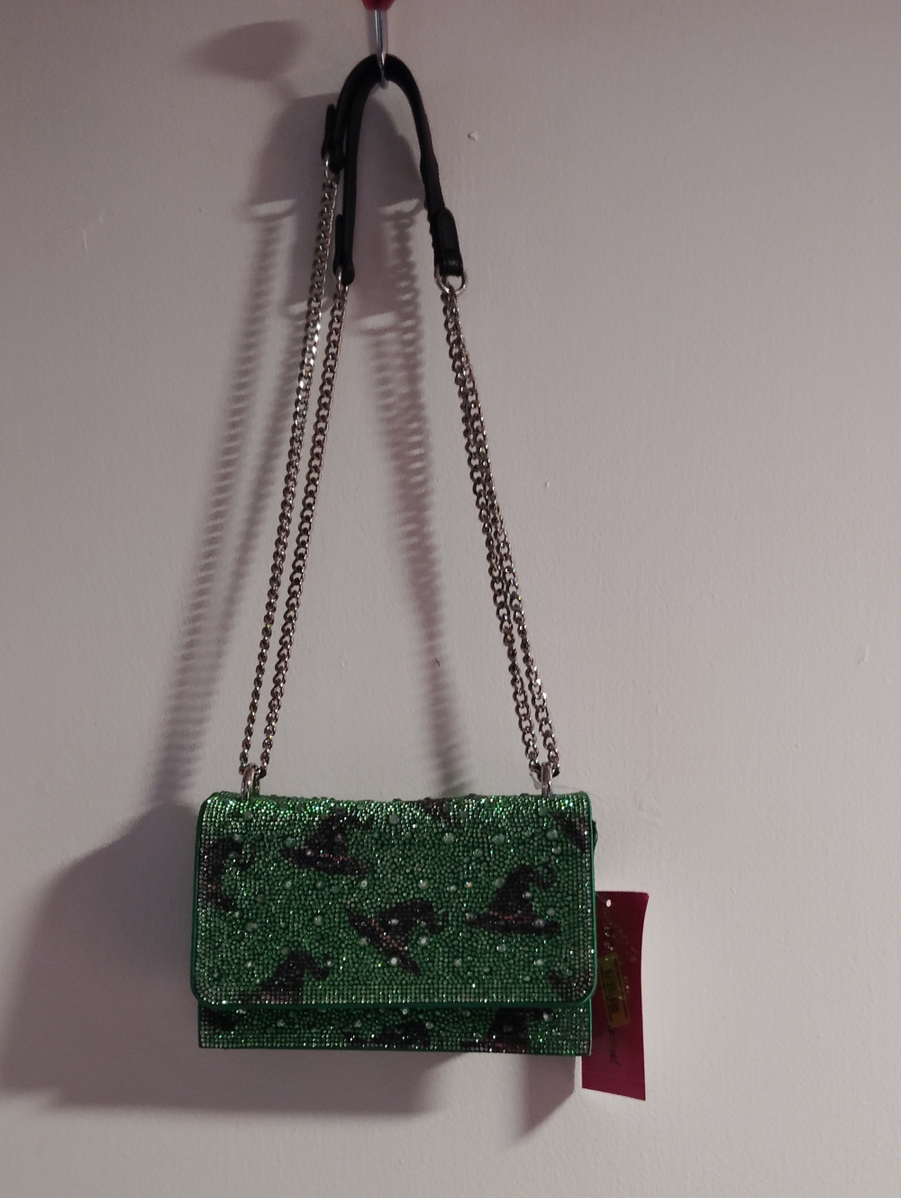 Betsey Johnson Witch Hat Crystal Embellished Green Crossbody Bag - Picture 2 of 8